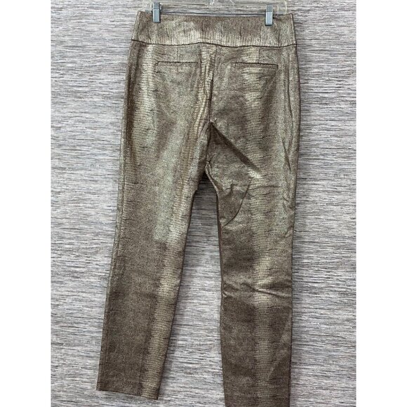 Alfani Gold Metallic Animal Print Pull-On Pants Size 6 Shiny Party Trousers ✨⭐ - Picture 5 of 7